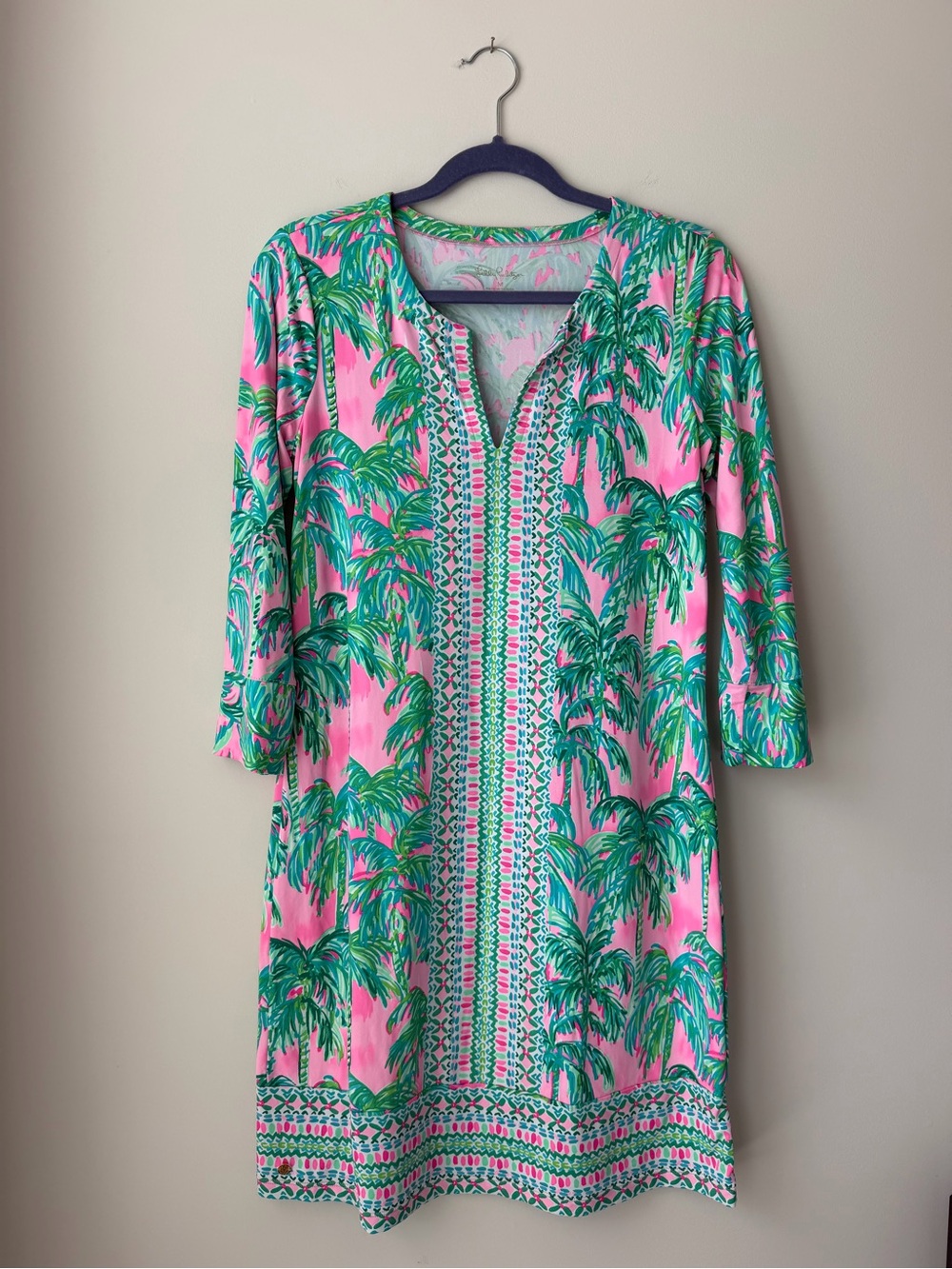 Lilly Pulitzer Pink and Green Palm-Print Dress